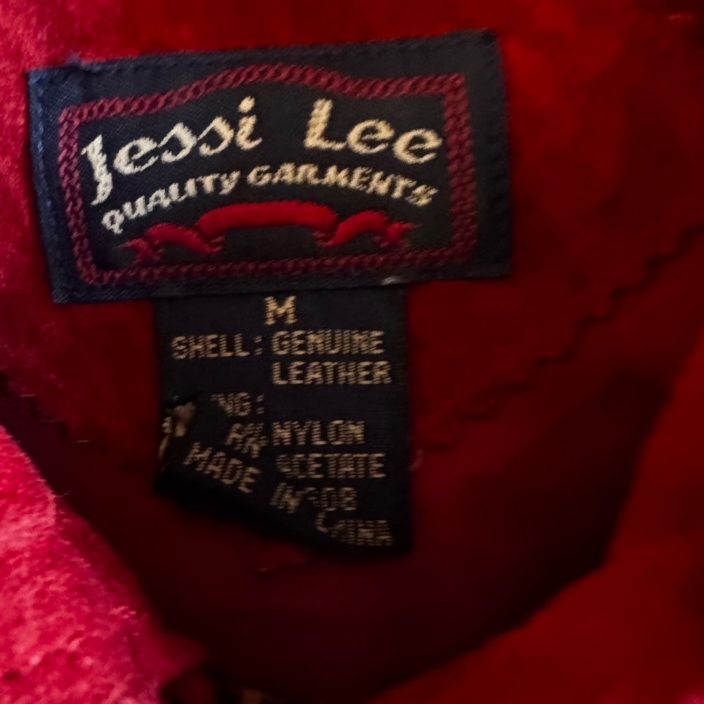 Jessi Lee Red Suede Leather Hip-length Jacket Women’s Size M Vintage Full Zip - Picture 3 of 15